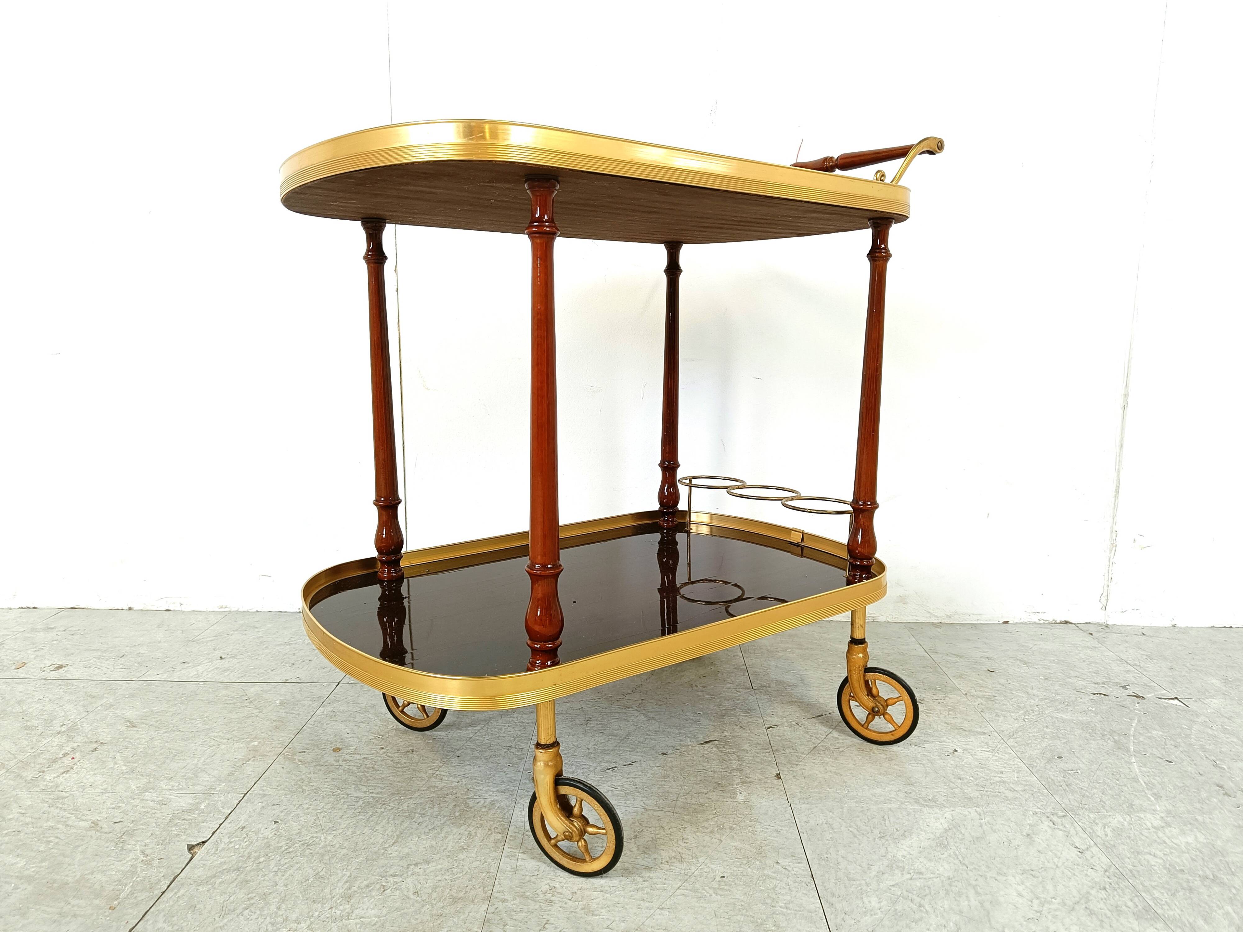 Neoclassical brass drinks  trolley, 1960s