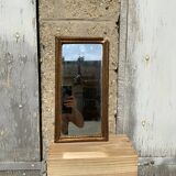 Miroir ancien en bois et stuc doré forme allongée moulure fine