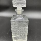 Vintage, whisky decanter, square, glass, diamond tip, square cap, tableware, décor
