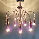 Designer chandelier in chromed metal and brass, Schröder & Co, 1970s