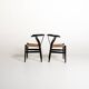 Ensemble de 2 chaises "Wishbone Chair" "CH24" par Hans J. Wegner, 1950