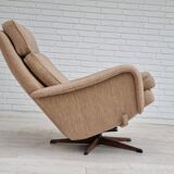 Fauteuil pivotant et son repose-pieds, laine