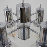 Murano Glass & Chrome Chandelier, Italy, 1970s