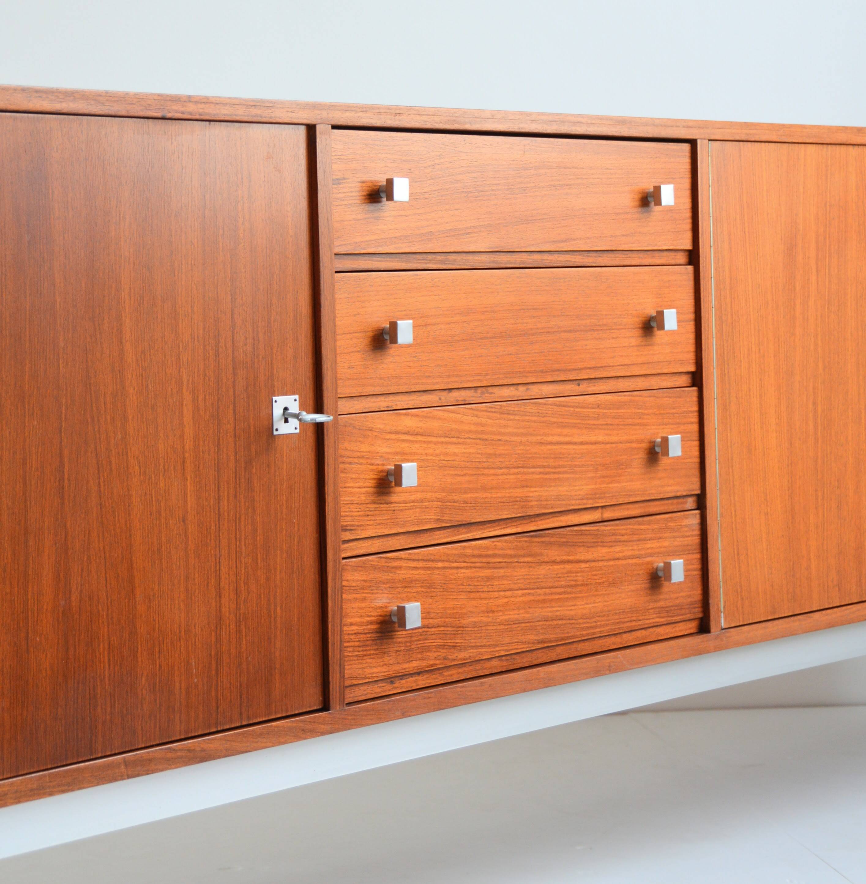 Superb teak and chrome sideboard 1960 vintage Belgium