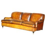 Restored leather Howard & Son canapé style, 204 cm