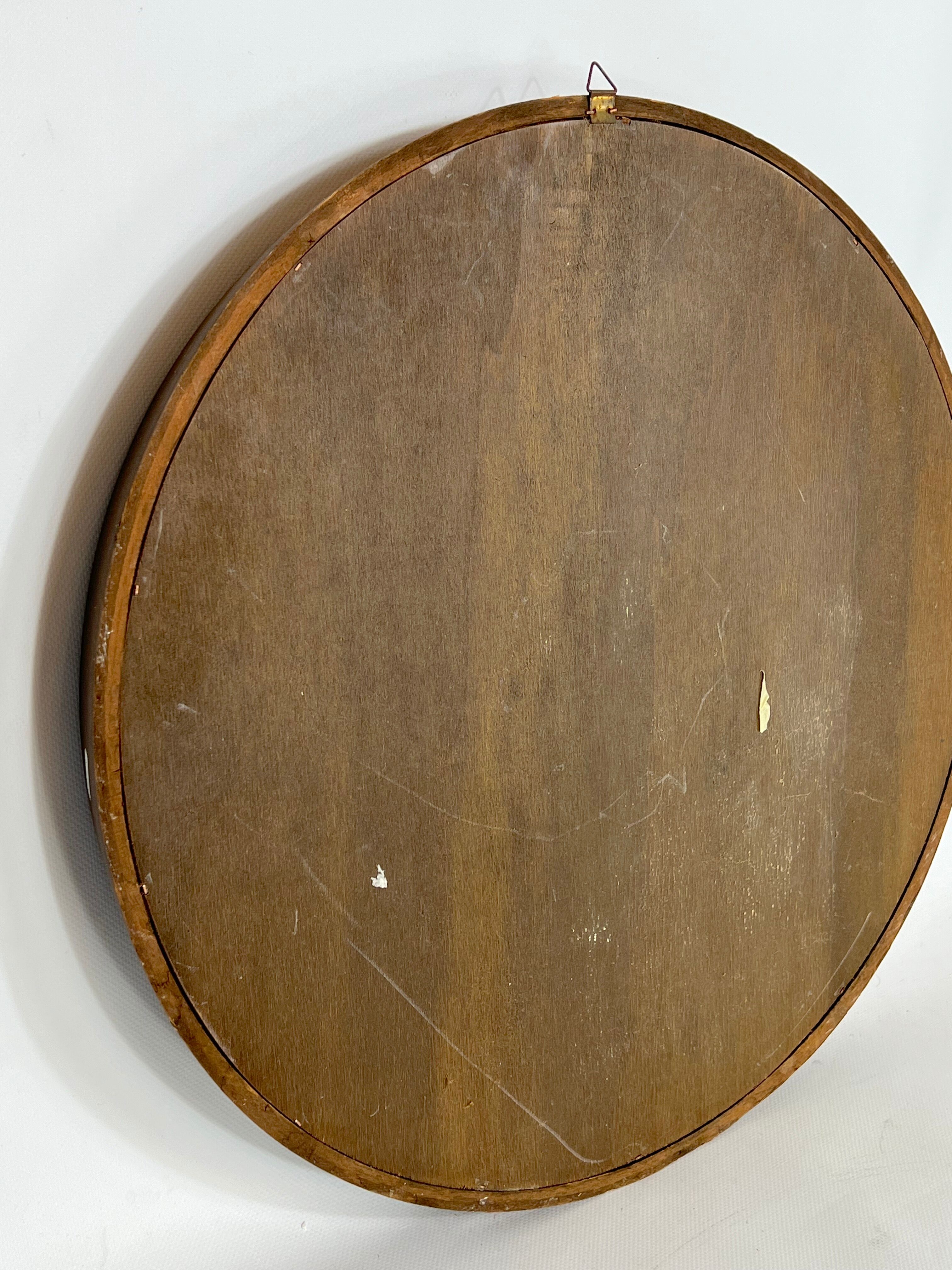 Vintage Italian wood round wall mirror from 50s