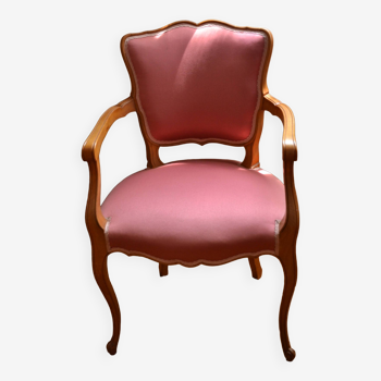 Cabriolet armchair in cherry wood and fabric