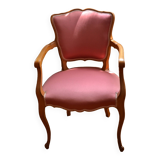 Cabriolet armchair in cherry wood and fabric