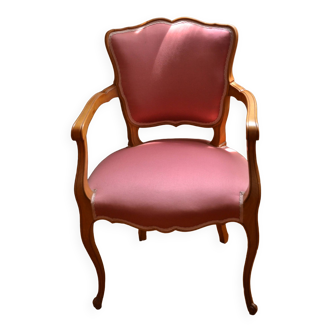 Cabriolet armchair in cherry wood and fabric