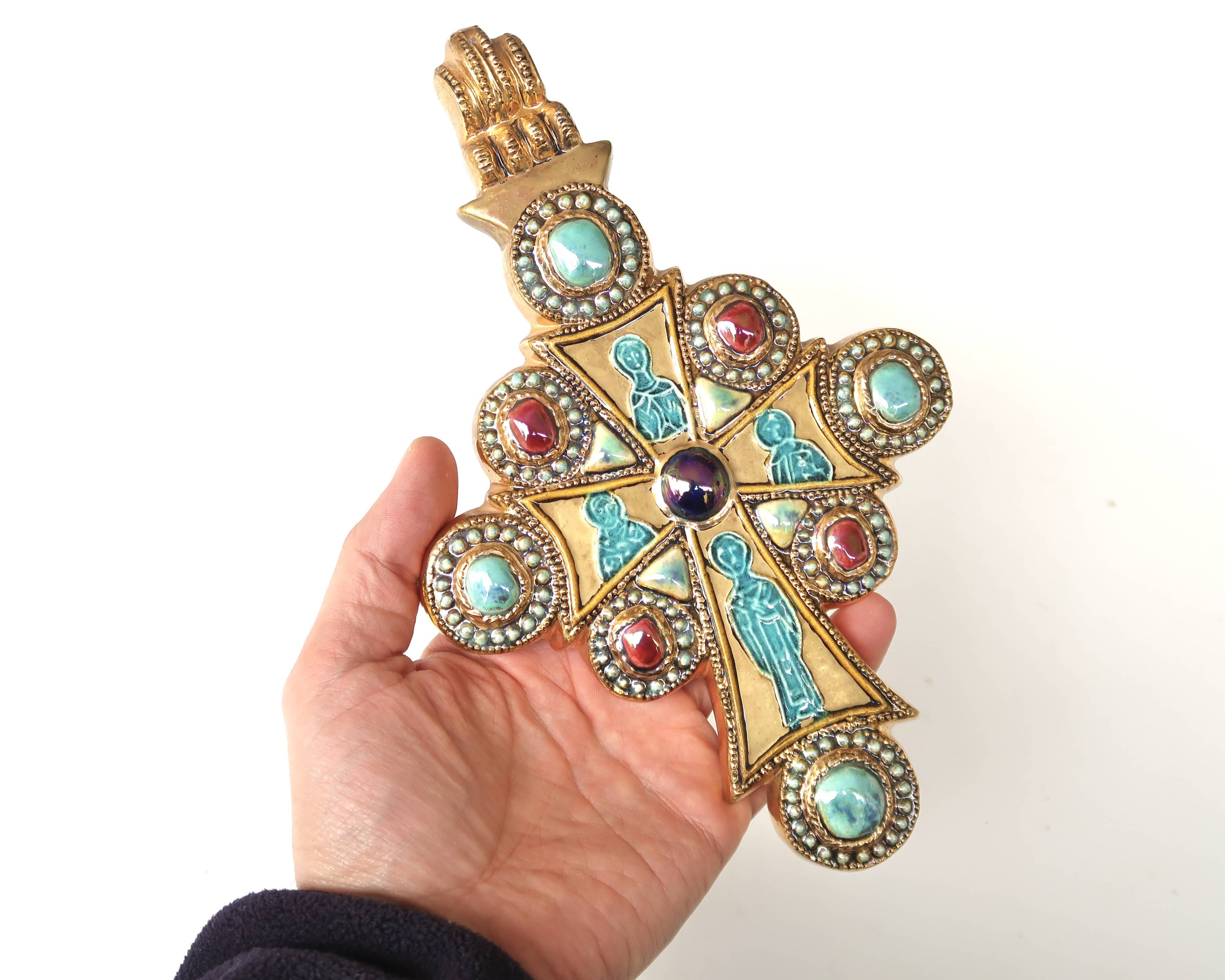 Ceramic wall cross by Marc Roussel, Vallauris