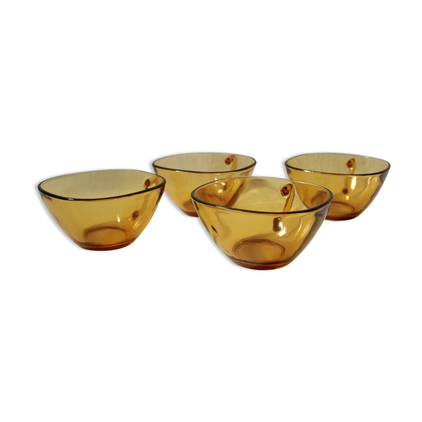 Set of 4 vintage Vereco amber glass coffee cups