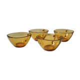 Set of 4 vintage Vereco amber glass coffee cups