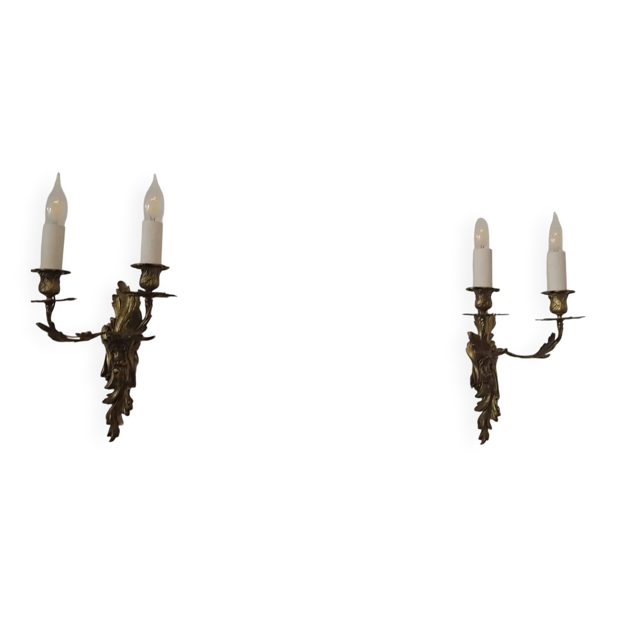 Pair of Louis XV style two-armed wall lights