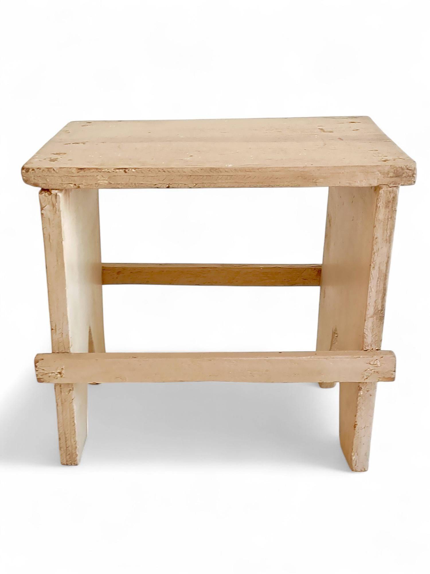 Rustic Spanish Milking Stool, Handcrafted Wood, Original Patina, 1940s