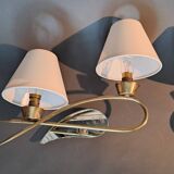 Paire d'appliques en laiton doré et miroir, circa 1960