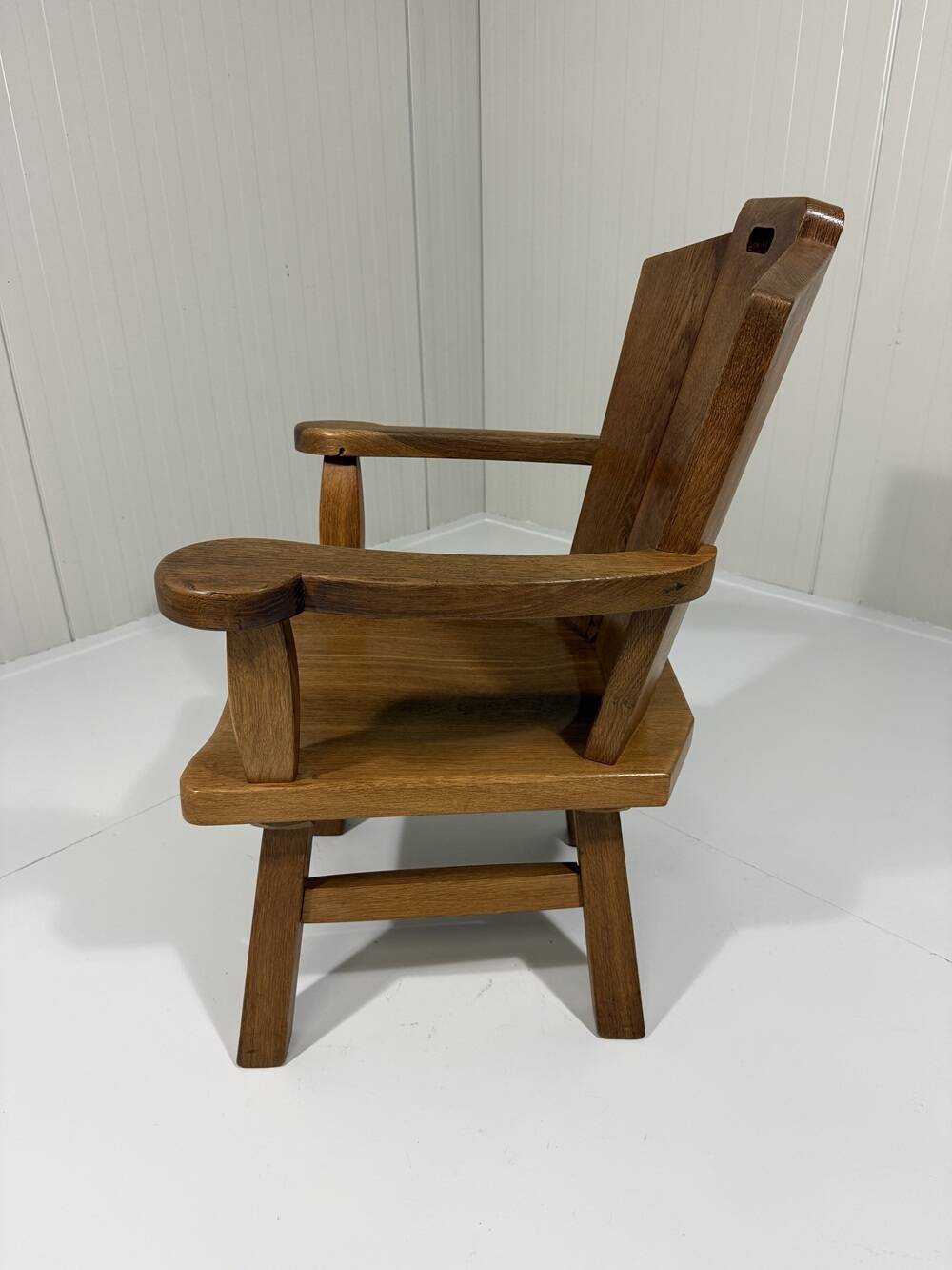 Rustic brutalist arm chair solid oak 1960’s