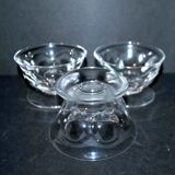 Set of 3 old champagne glasses in cut crystal with flat ribs Saint Louis? Béarn Talleyrand