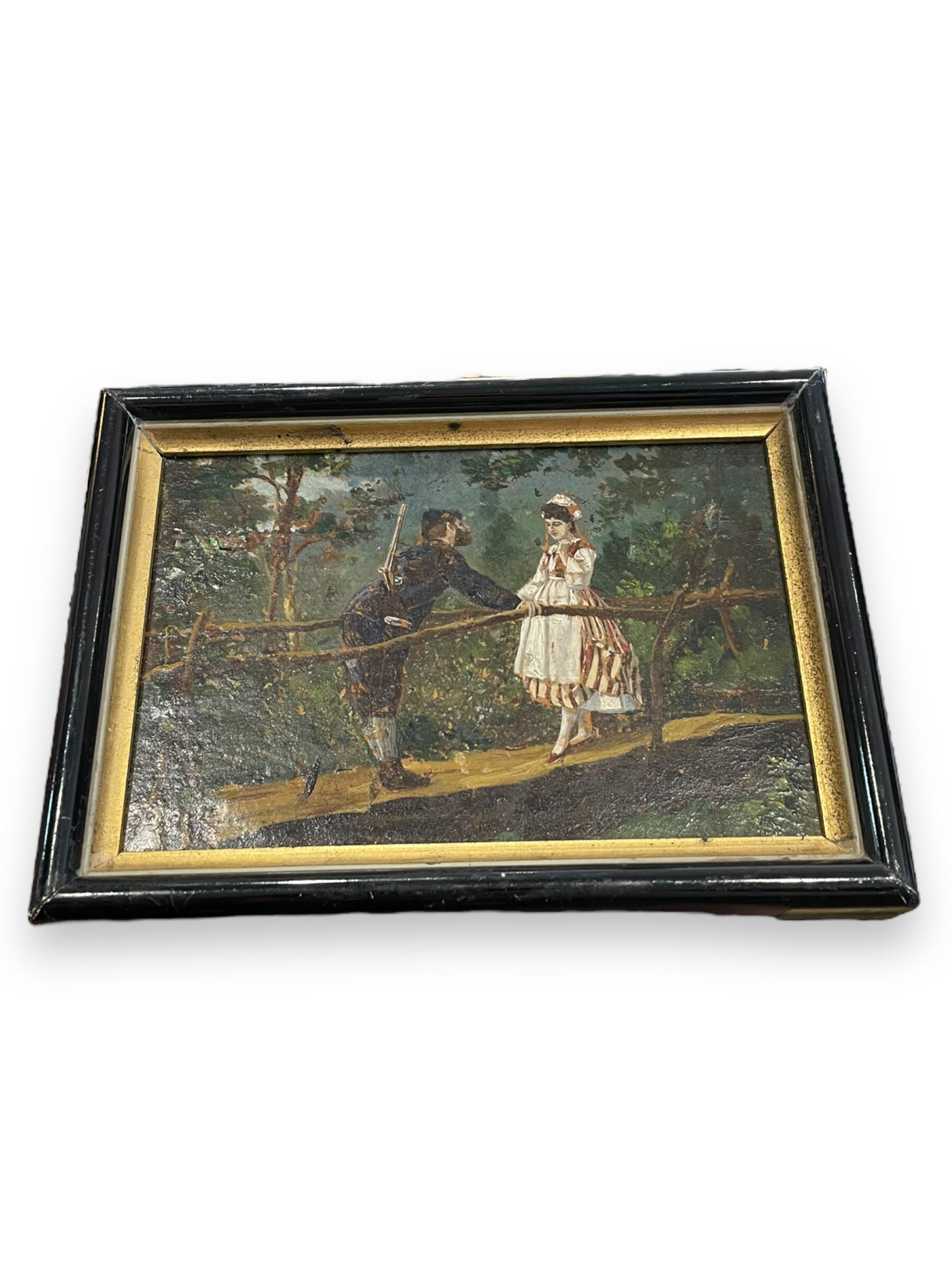 Oil on panel XIXth gallant scene