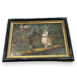 Oil on panel XIXth gallant scene