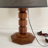 Art deco solid oak lamp