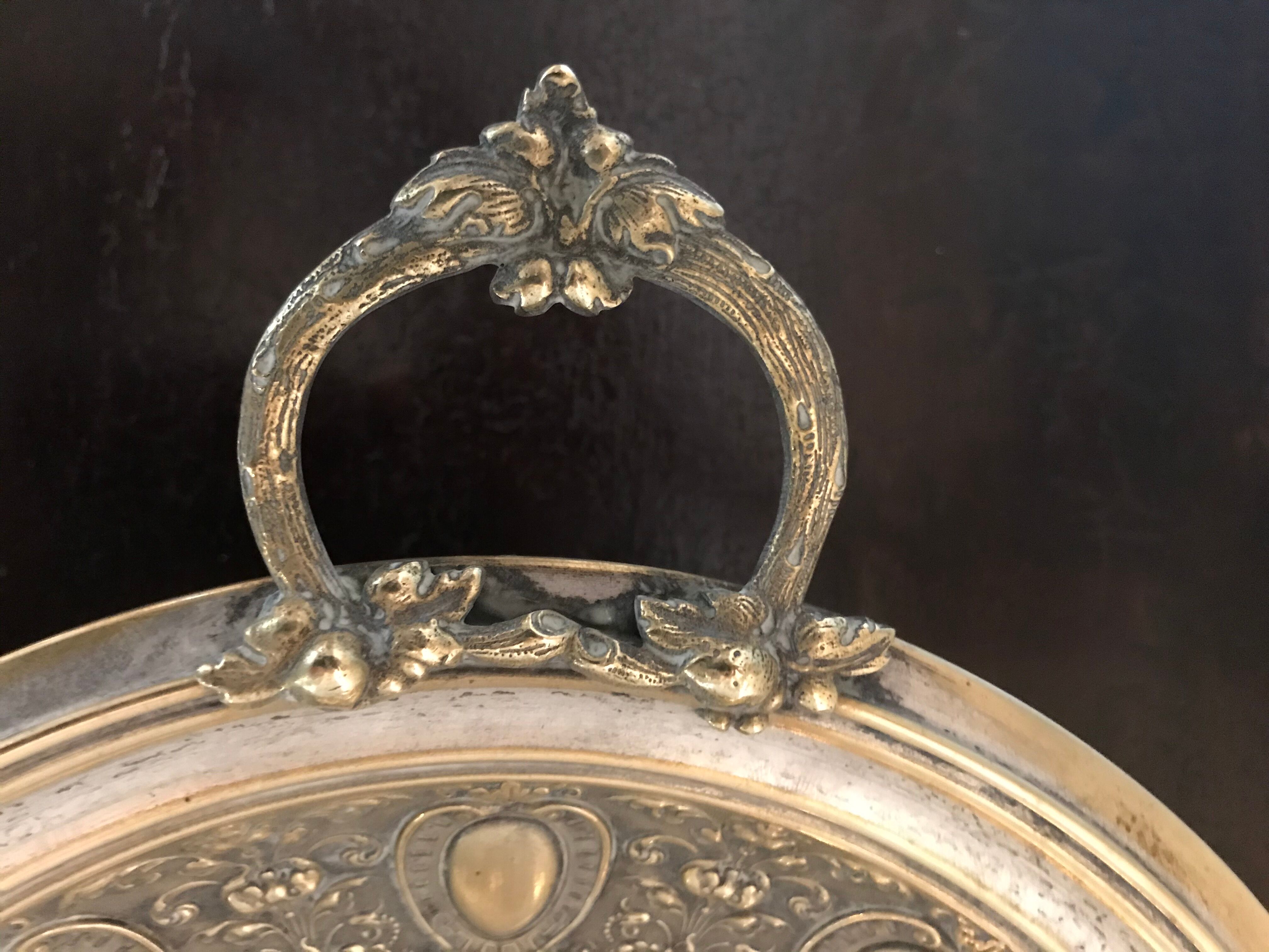 Center cut of table in tin and brass repelled from Napoleon III period