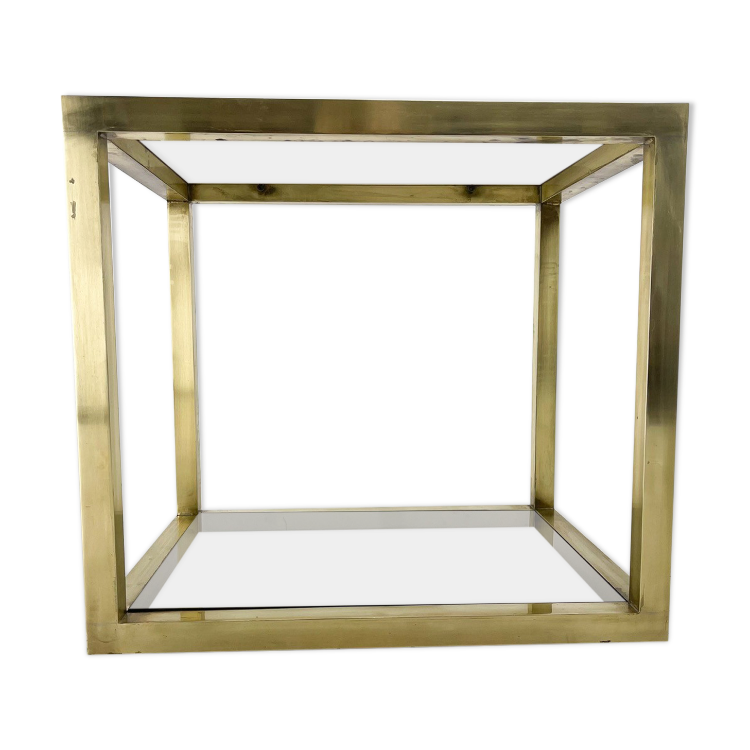 Italian Mid-Century Brass and Smoked Glass Table, 1970's