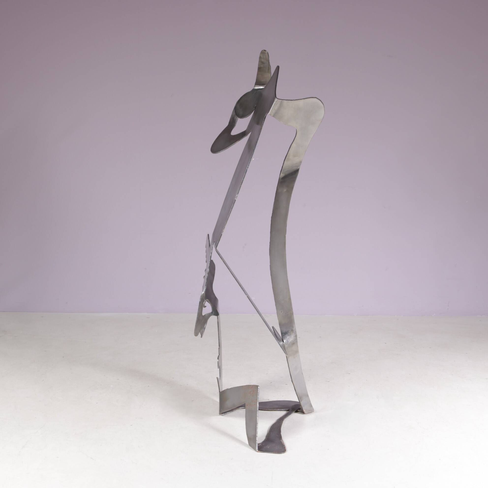 1990s abstract metal sculpture named: mensch mit mensch Guido Hafner German