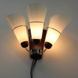 Pair of Minimalist Czechoslovakian Crystal Wall Lamps, 1970s