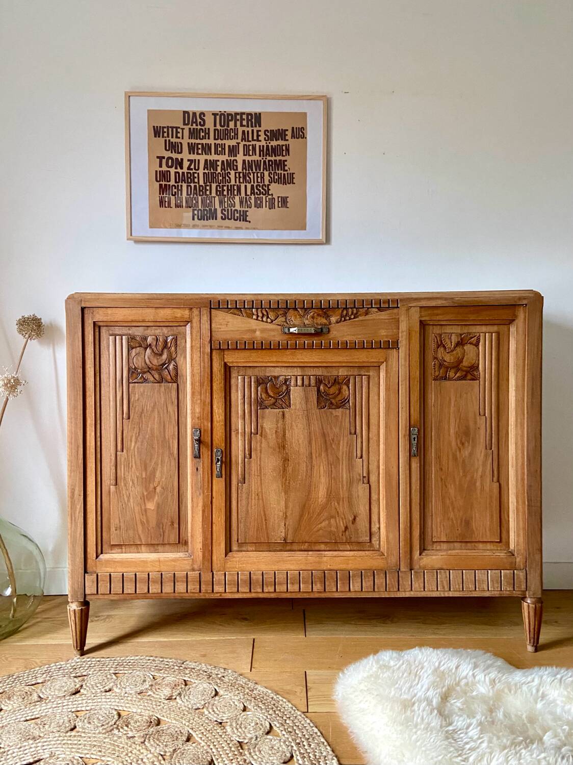Art Deco sideboard in solid walnut