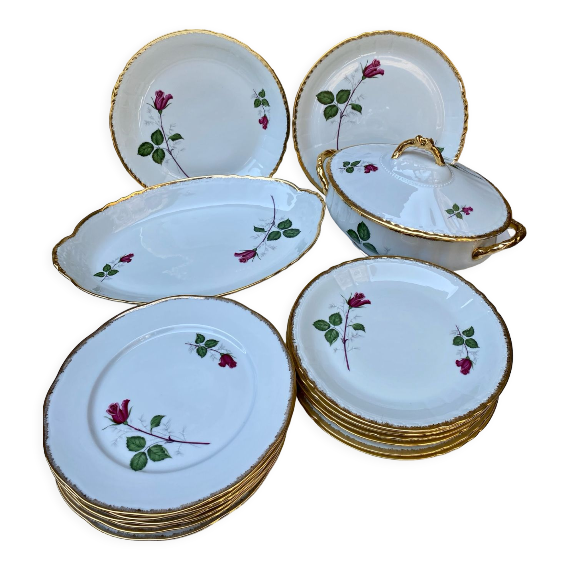 Berry porcelain roses table service