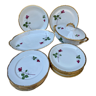 Service de table Berry roses en porcelaine