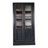 Aged patinated black display cabinet