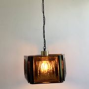Mid Century Modern Erik Hoglund Amber Ceiling Lamp Glass Kosta Boda 1970s