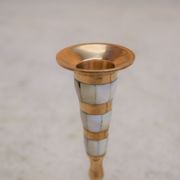 Pair of vintage brass and mother-of-pearl candlesticks