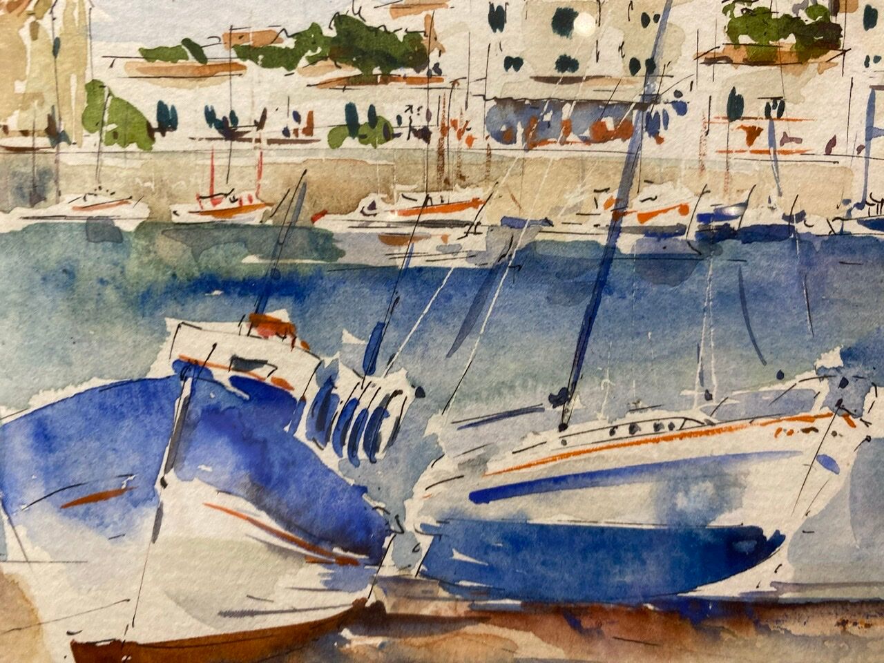 Painting, watercolor, Navy, signed and dated XX century