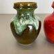 Set of 3 Multi-Color Fat Lava Op Art Pottery Vase Made Bay Ceramics, Germany