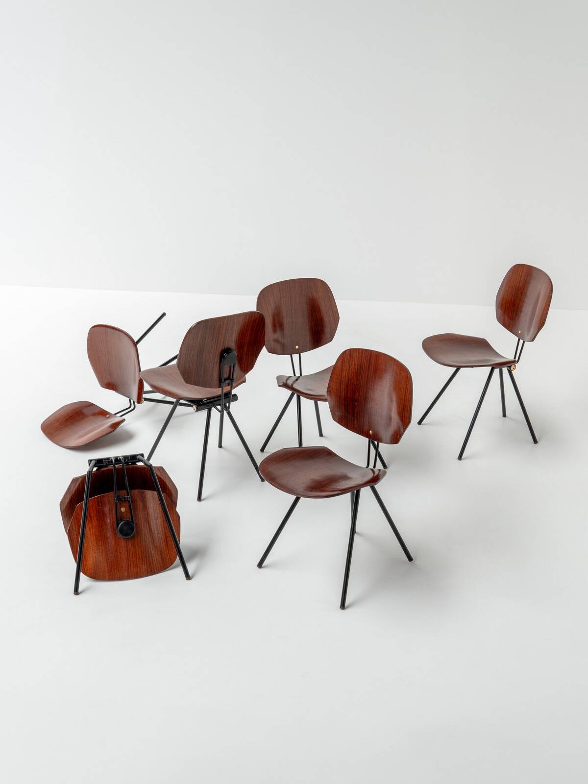 Ensemble de 6 chaises S88 par Osvaldo Borsani pour Tecno, 1956, Italie