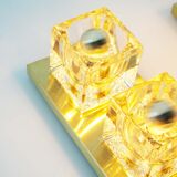 Set of two brass and murano glass ‘ice cube’ sconces by peill & putzler