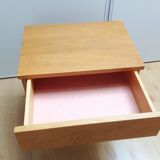 Scandinavian-style varnished wooden bedside table / vintage 60s-70s