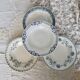 4 vintage blue ironstone soup plates