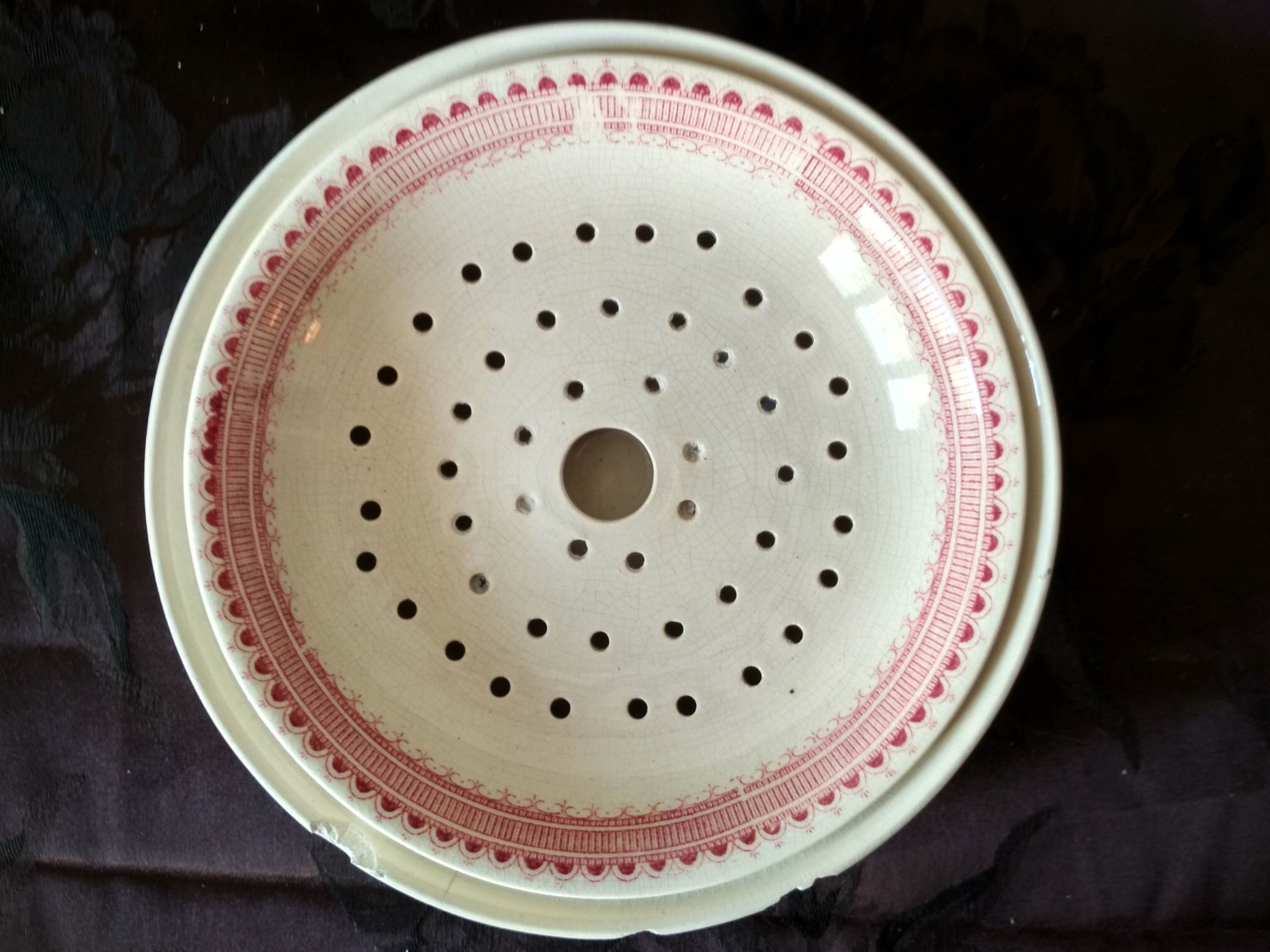 Hollow plate fruit drain - sarreguemines earthenware "calcutta"