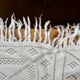 White cotton bed top, old crochet bed throw