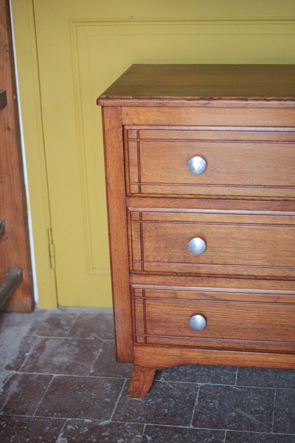 Commode bois 3 tiroirs, meuble de rangement, meuble ancien, art déco