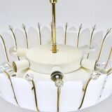 Grand chandelier Rupert Nikoll 27" mid-century brass with leaves, Austria, 1950.