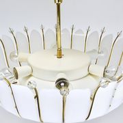 Grand chandelier Rupert Nikoll 27" mid-century brass with leaves, Austria, 1950.