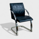 Set of 6 black leather armchairs — Gisberger — Circa 1980