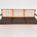 Hans Olsen for Brdr Juul Kristensen, rattan backed sofa, Denmark 1950s