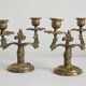 2 chandeliers bougeoirs deux bras en laiton doré vintage