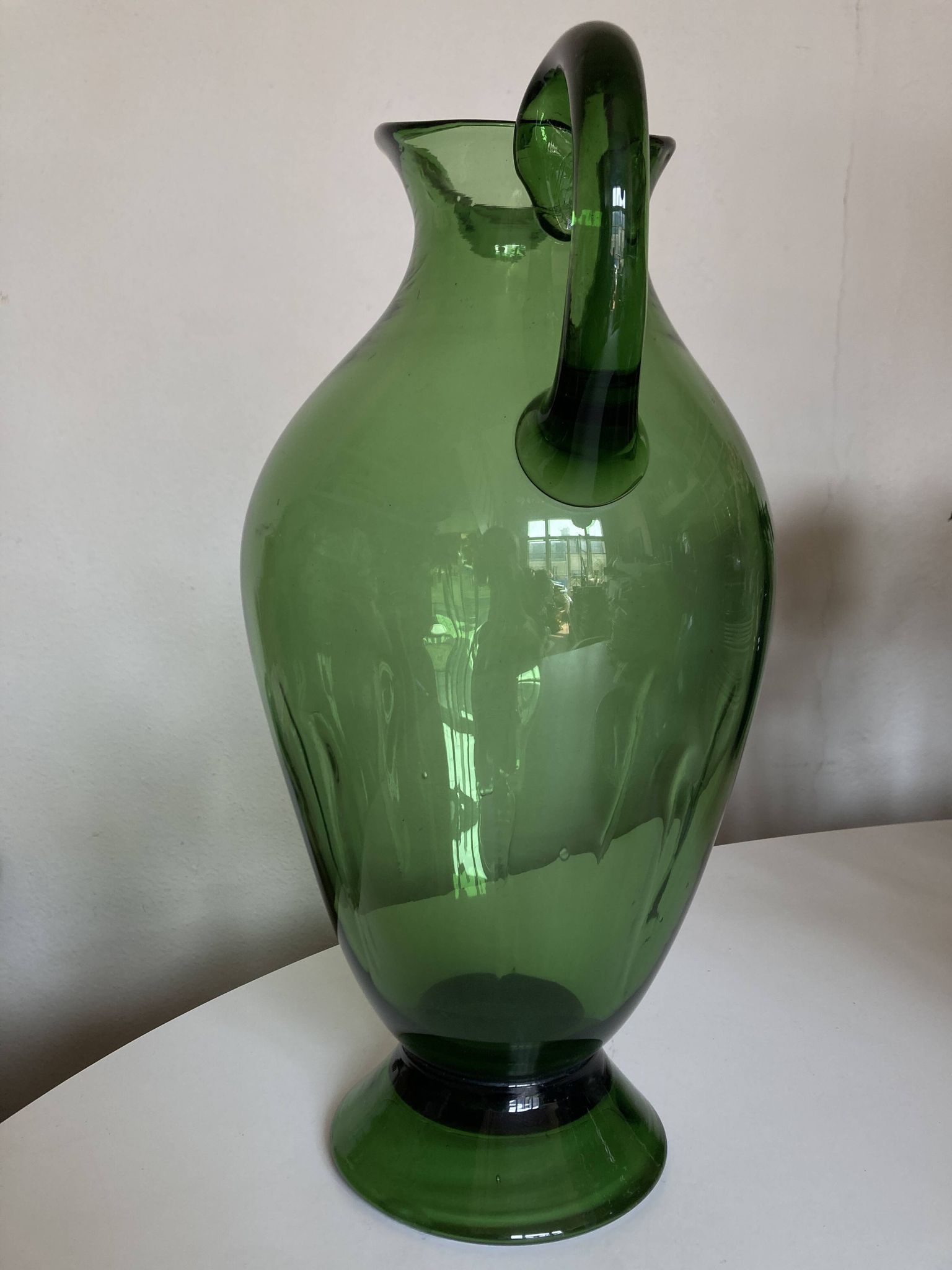 XXL glass vase pitcher from Empoli, blown, H40cm