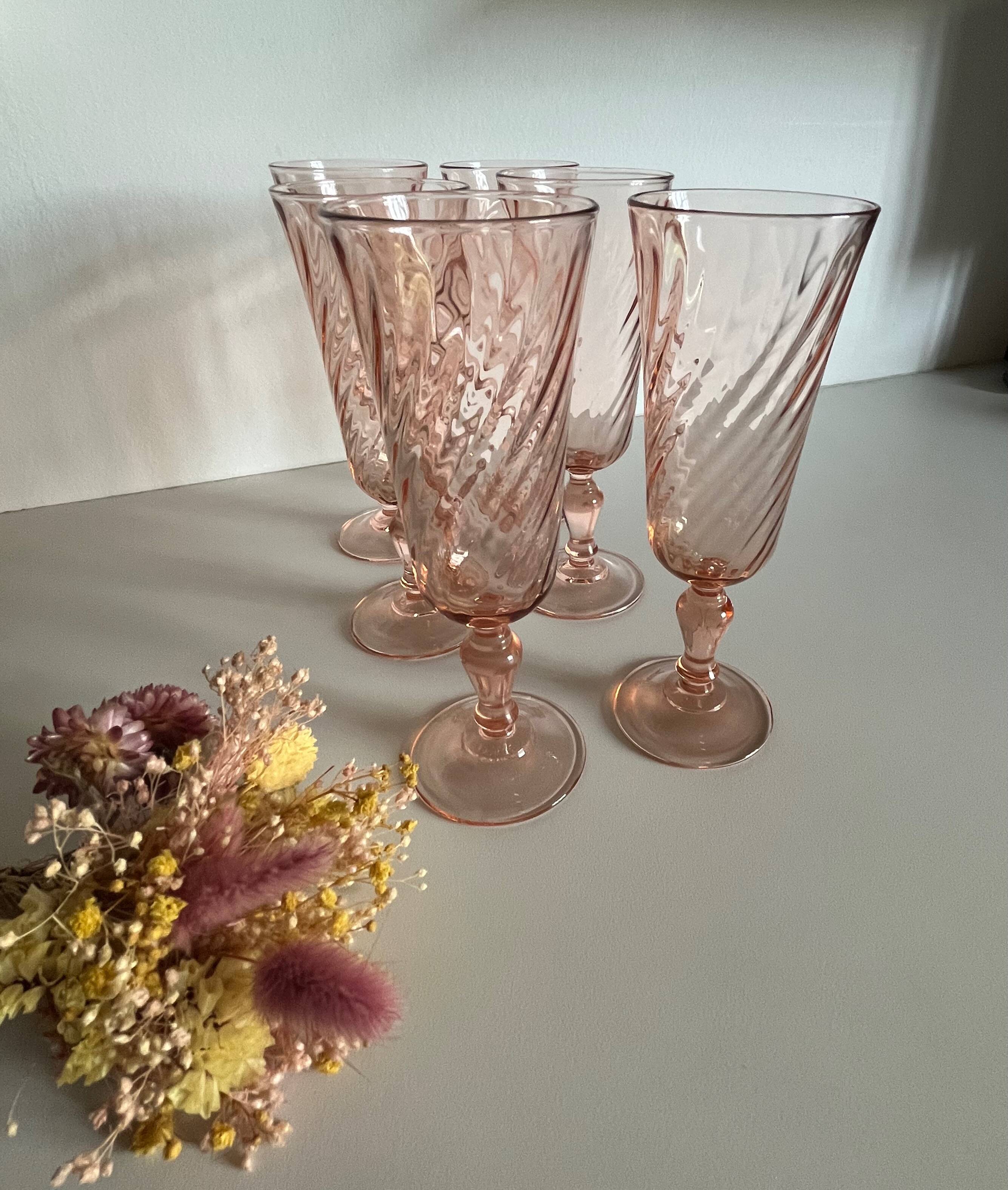 6 Rosaline Twisted Pink Champagne Flutes